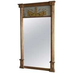 18th Century Sheraton Style American Giltwood Federal Pier Mirror