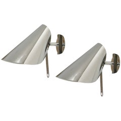 Refreshing Pair of Wall Lights in Chrome, 1970s