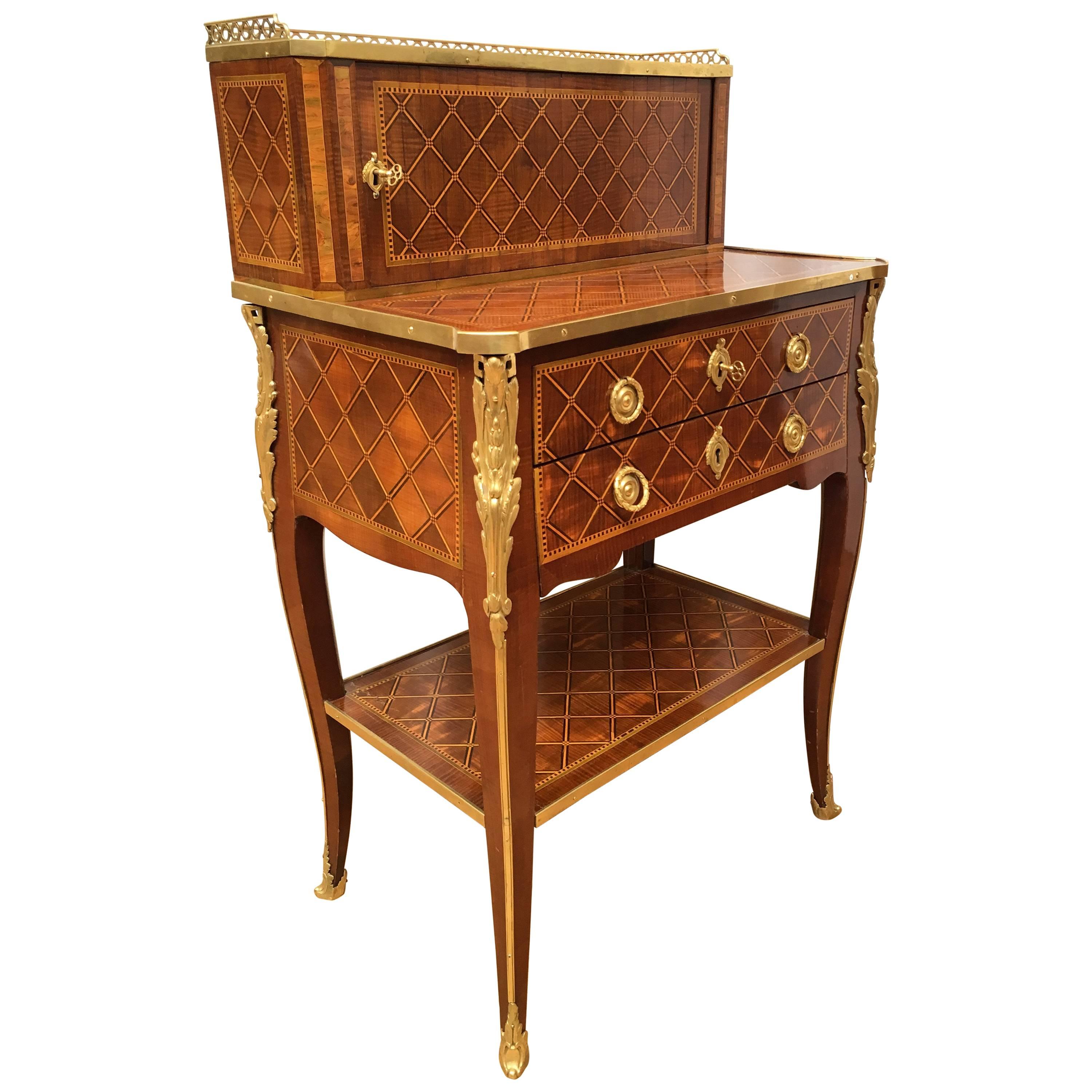 Late Louis XV Ormolu-Mounted Sycamore and Parquetry Bonheur-du-jour For Sale