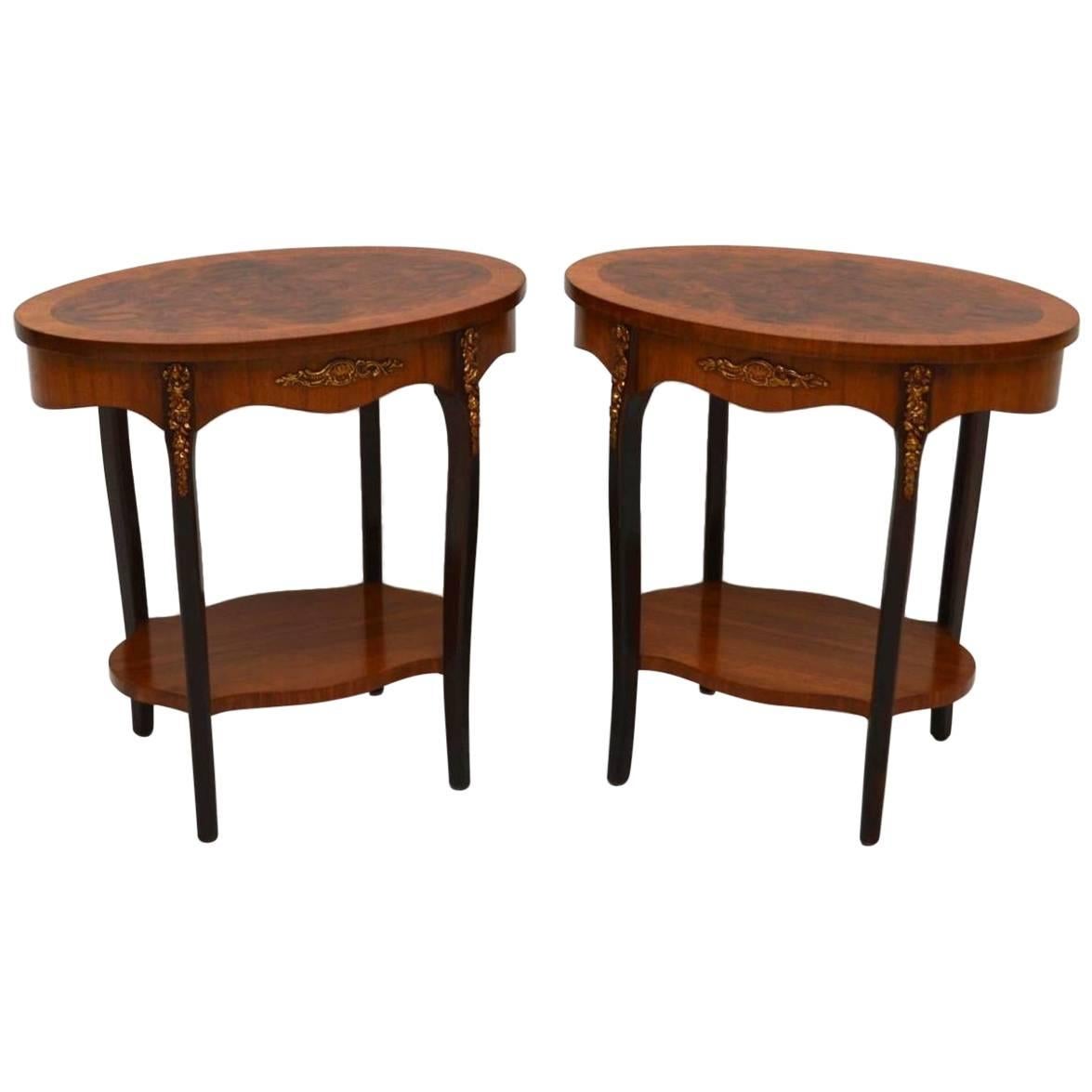 Pair of Antique French Walnut Side or Lamp Tables