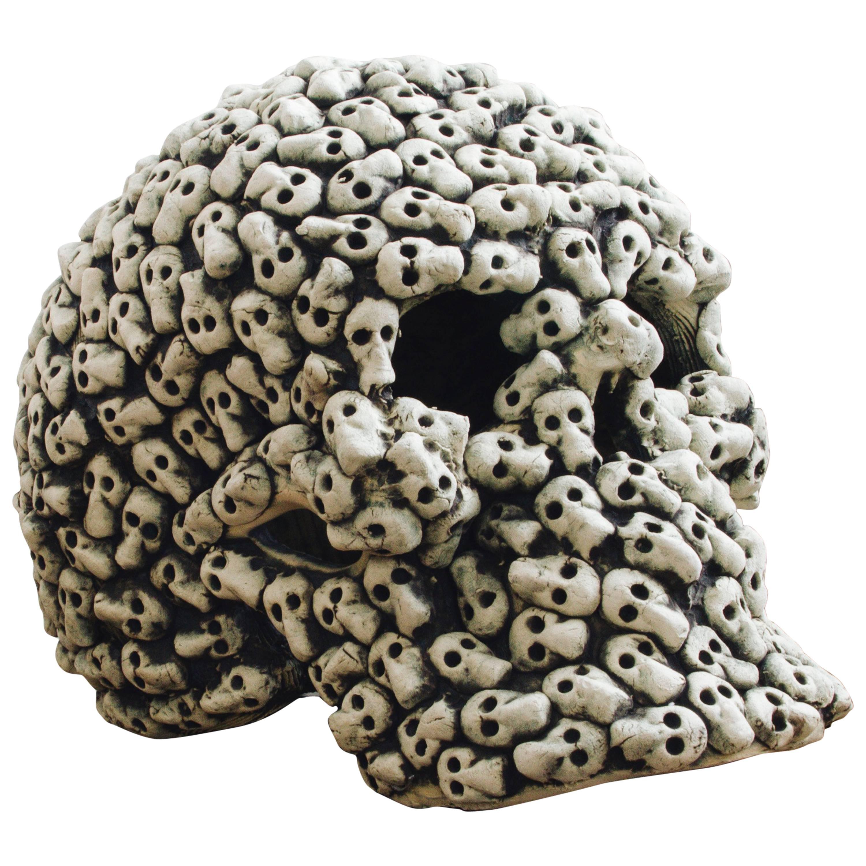 Mexican Ceramic Skull Sculpture Handcrafted Folk Art, Edition 2/30