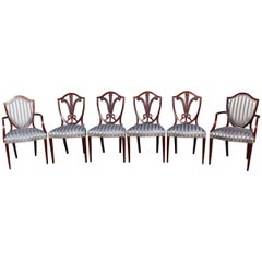 Set of Six Custom Mahogany Shield Back Sheraton Style Dining Chairs