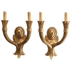 Pair of Italian, Gold Leafed, Wall Sconces