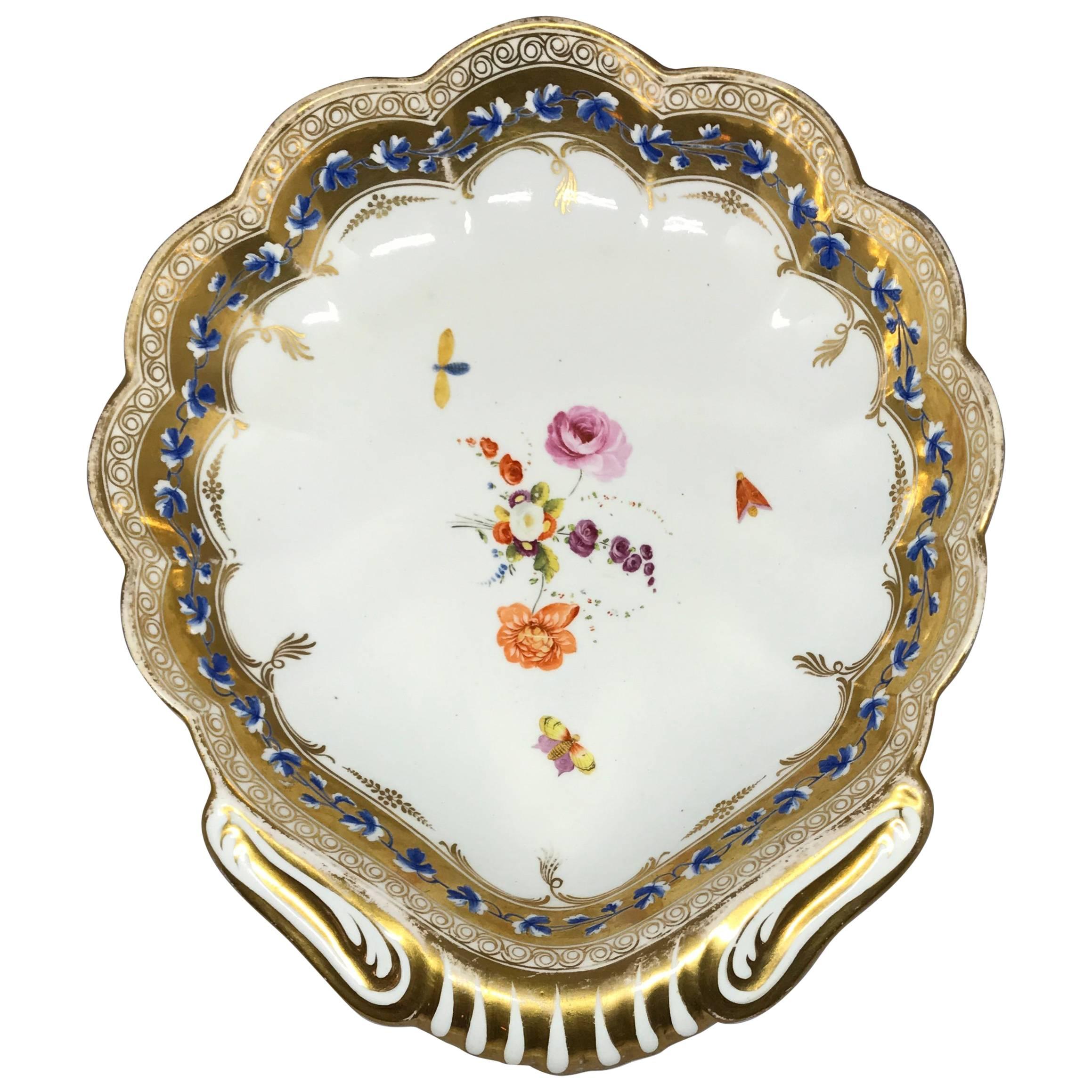 English Gilt Painted Shell Form Serving Dish