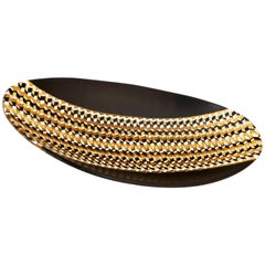 Italian Art Deco Design Black White and Gold Murano Glass Modern Centerpiece