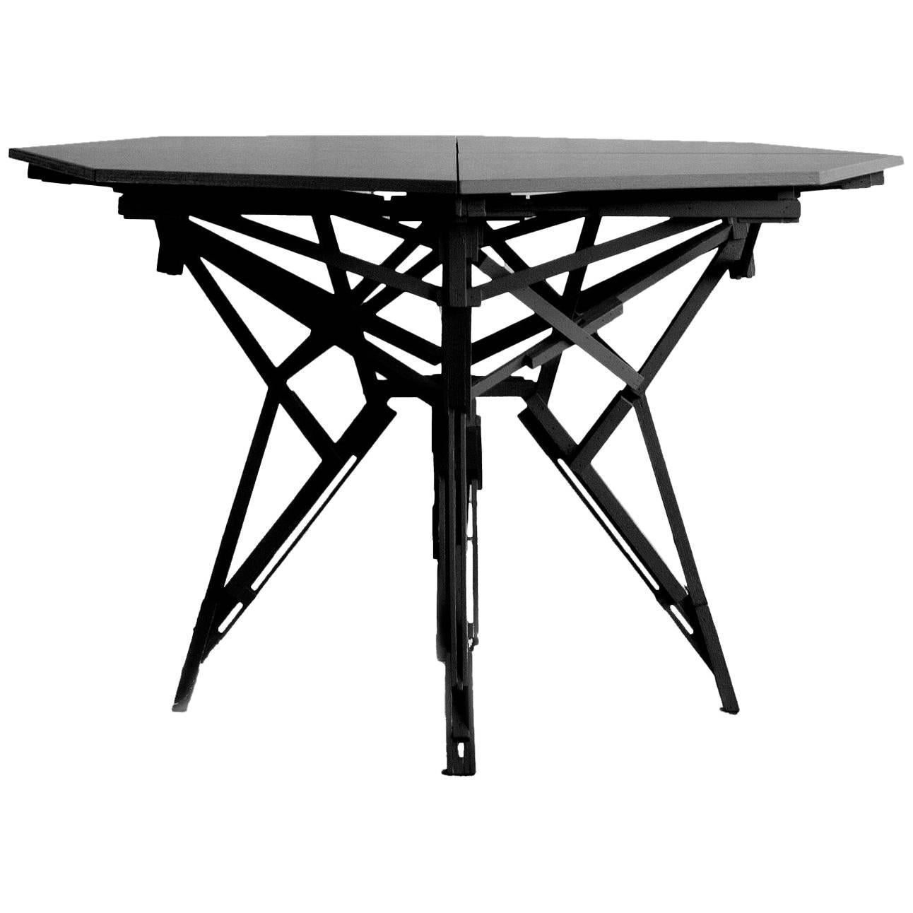 Technical Cnstr Black Table by Paul Heijnen, Handmade in Netherlands For Sale