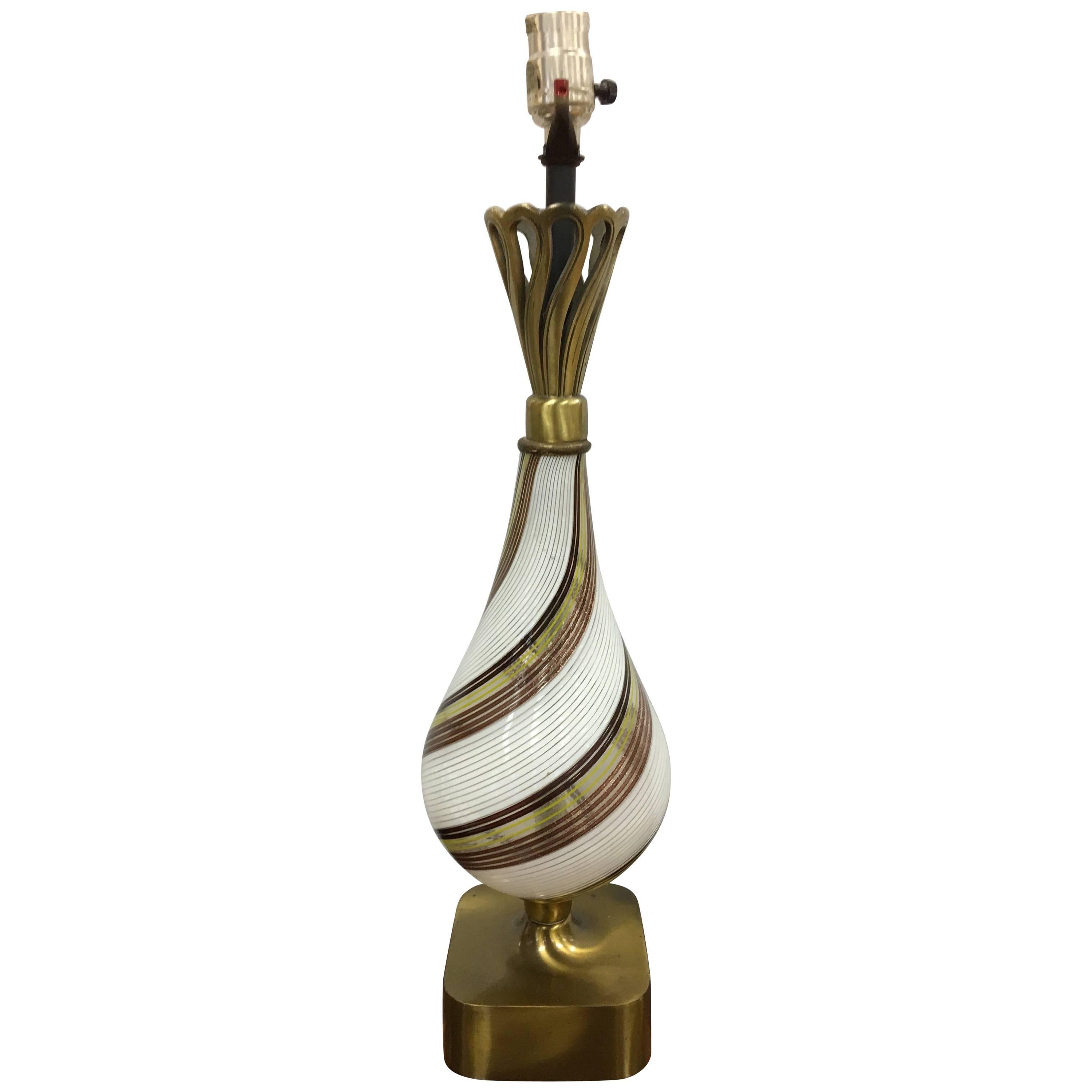 Midcentury Venetian Glass Murano Table Lamp