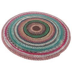 Antique Early 20th Century Braided Round Rug