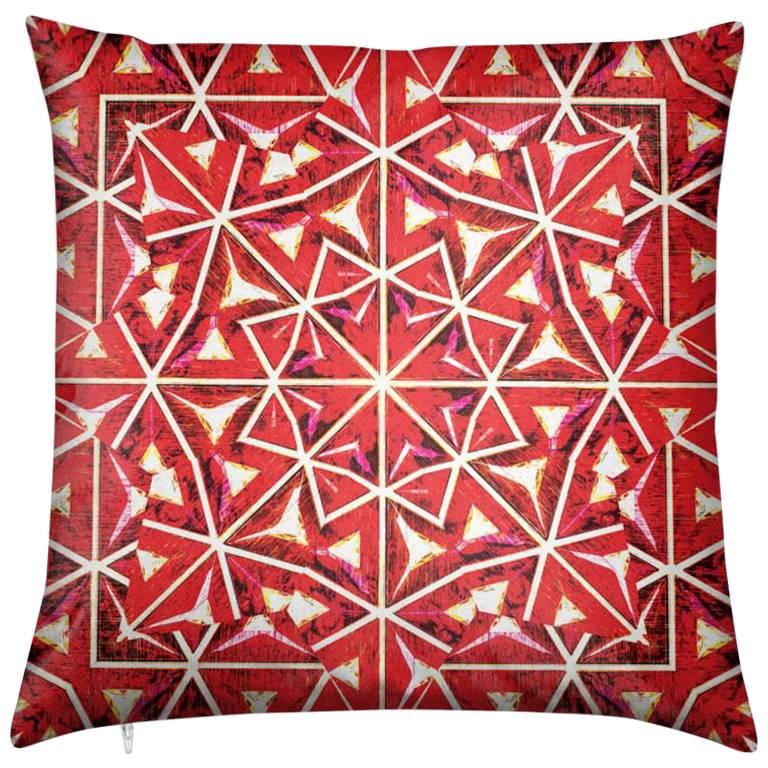 Bahia Print Nandi Flame Pillow by Lolita Lorenzo Home Collection For Sale
