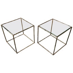 Pair of Geometric Faux Bamboo End Tables