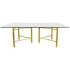 Used Mastercraft Brass Dining Table with Triangular Bases, circa 1970