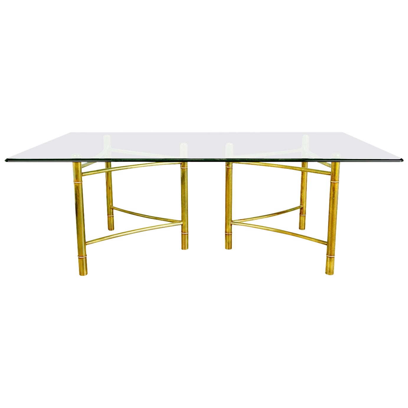 Mastercraft Brass Dining Table with Glass Inserts For Sale at 1stDibs