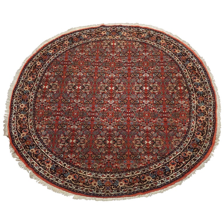 Fine Round Persian Bidjar Area Rug, Round Persian Wool Rug