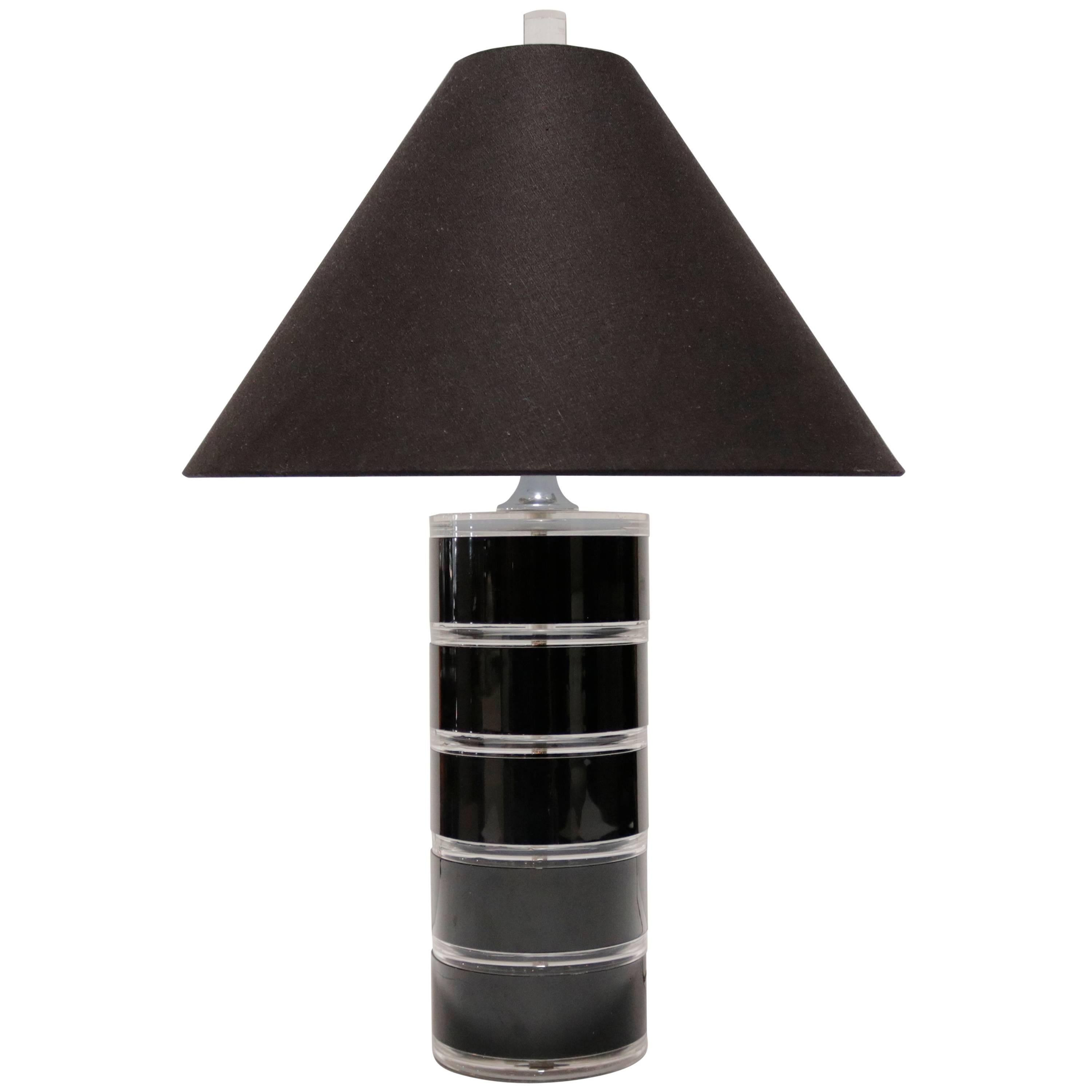 Clear and Black Lucite Table Lamp