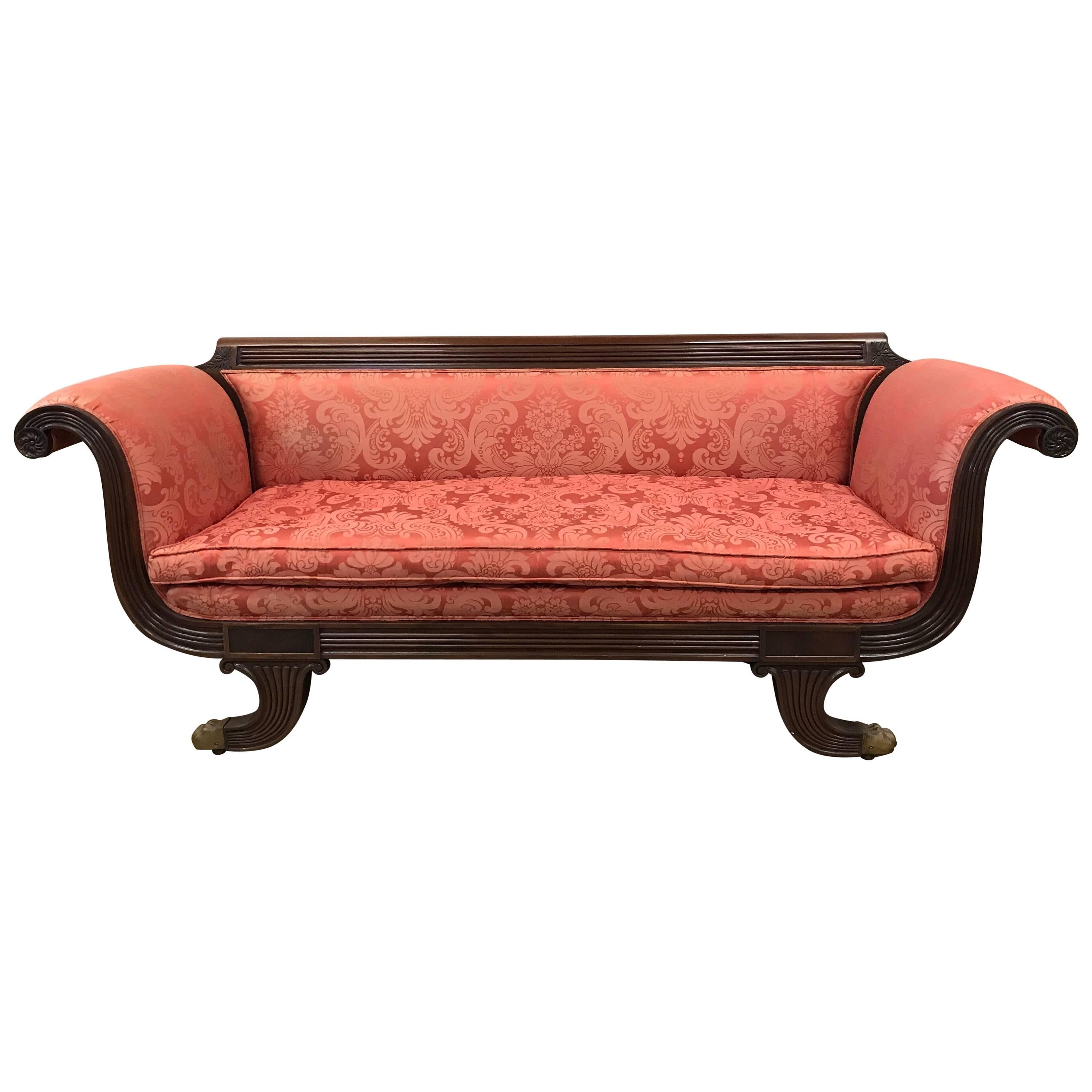 Antique Carved Mahogany Sofa 