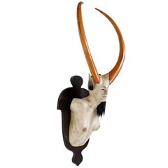 Daniel Painter Original Wall-Mounted Fantasy Horned Female Bust Figure