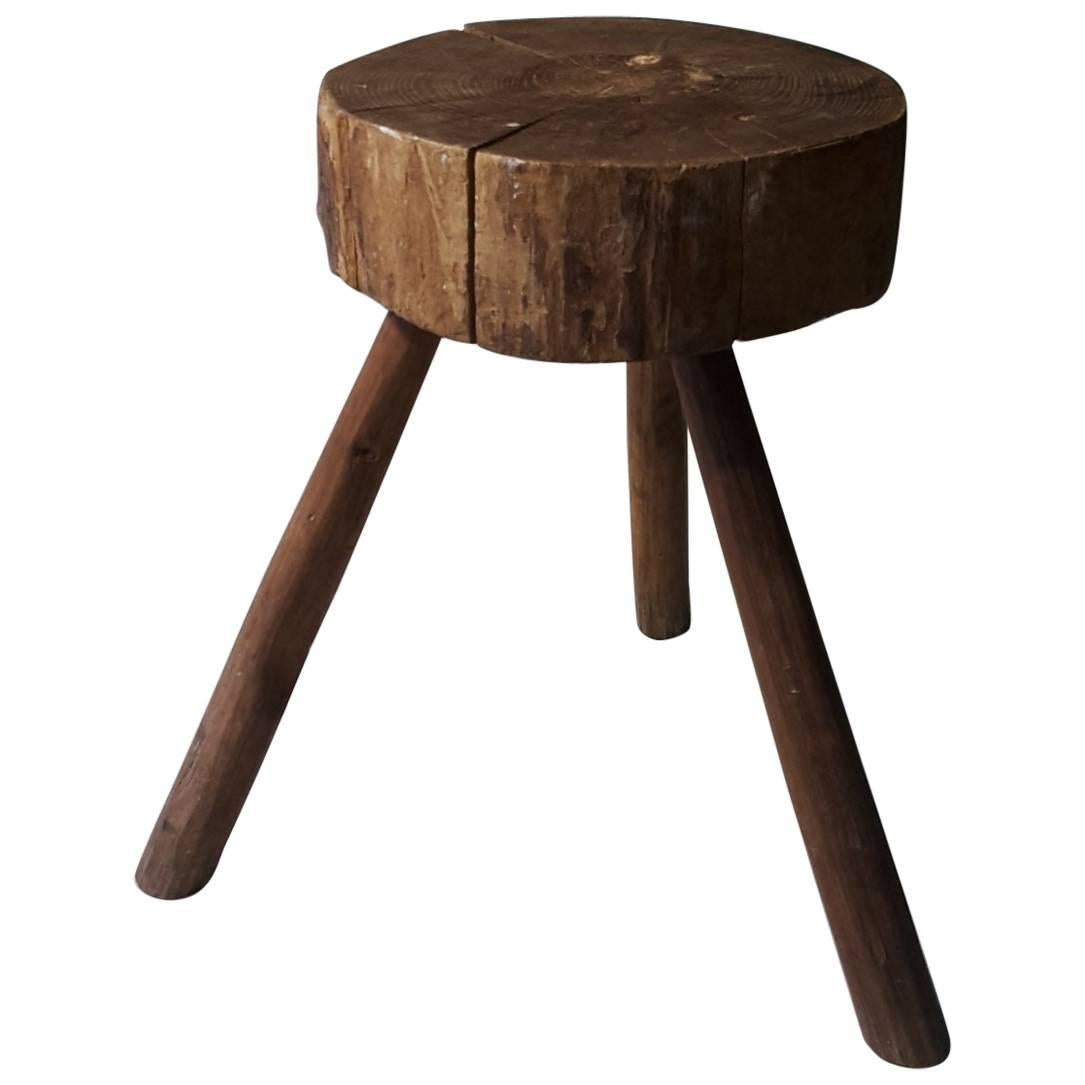 20th Century French Stool Made of Oak, 1950s For Sale