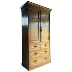 Tall Antique Linen Press Dresser Solid Pine Very Tall, circa 1900 Edwardian