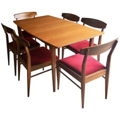 A H McIntosh Solid Teak Extending Dining Table and Six Chairs Danish Style