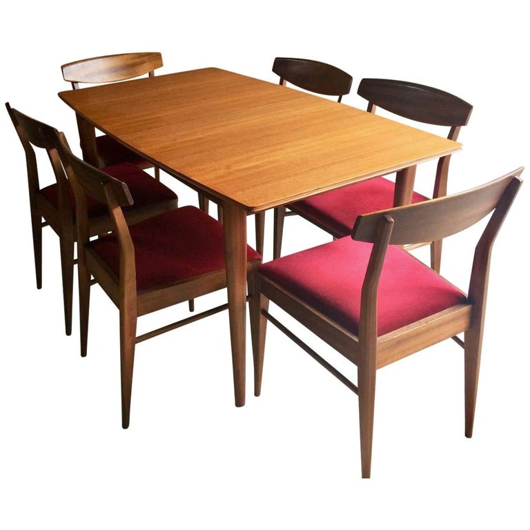 A H McIntosh Solid Teak Extending Dining Table and Six Chairs Danish Style at 1stDibs