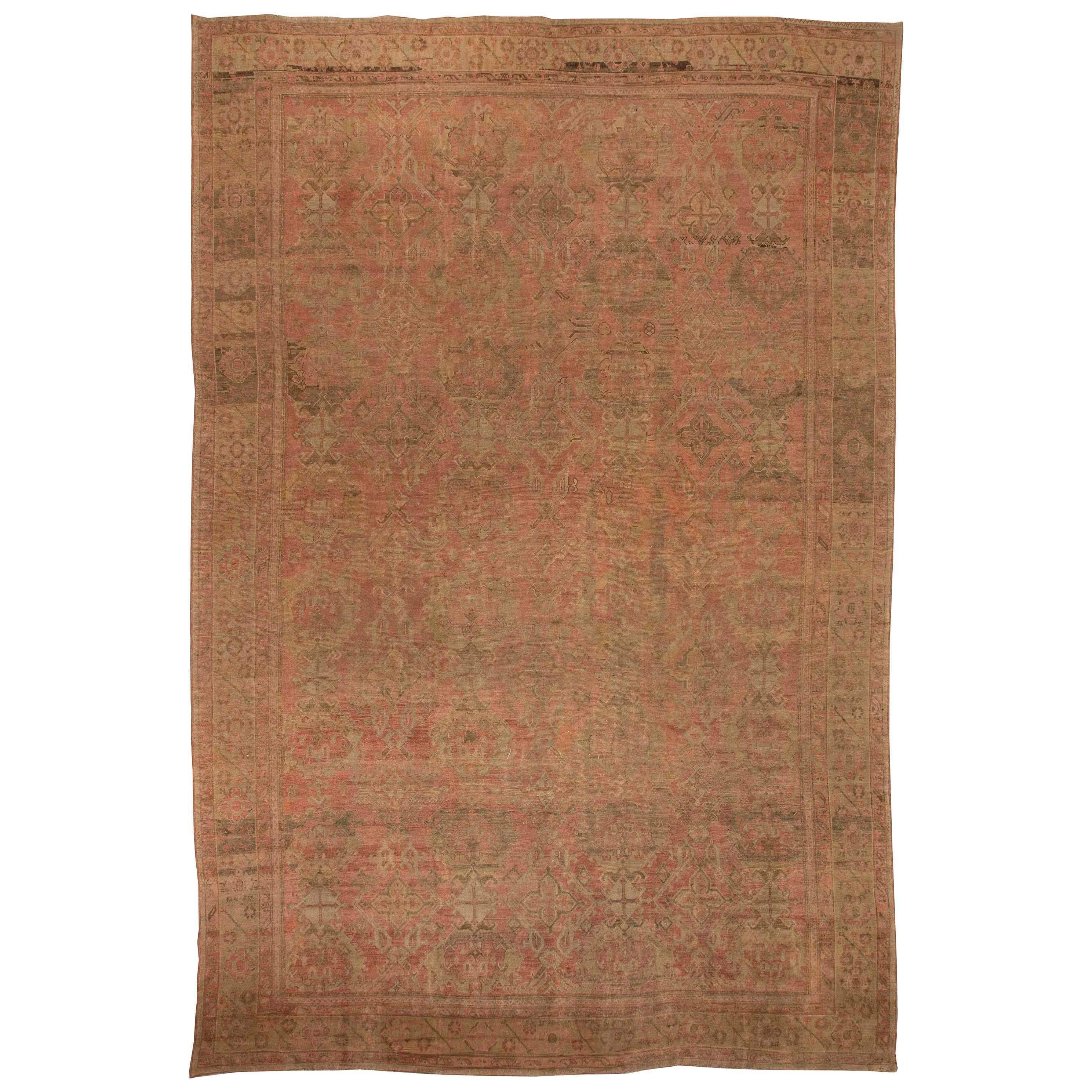 Oversized Antique Turkish Oushak Rug For Sale at 1stdibs