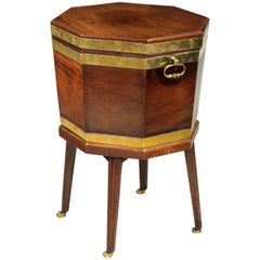 George III Period Mahogany Octagonal Wine Cooler with Brass Bound Upper Section