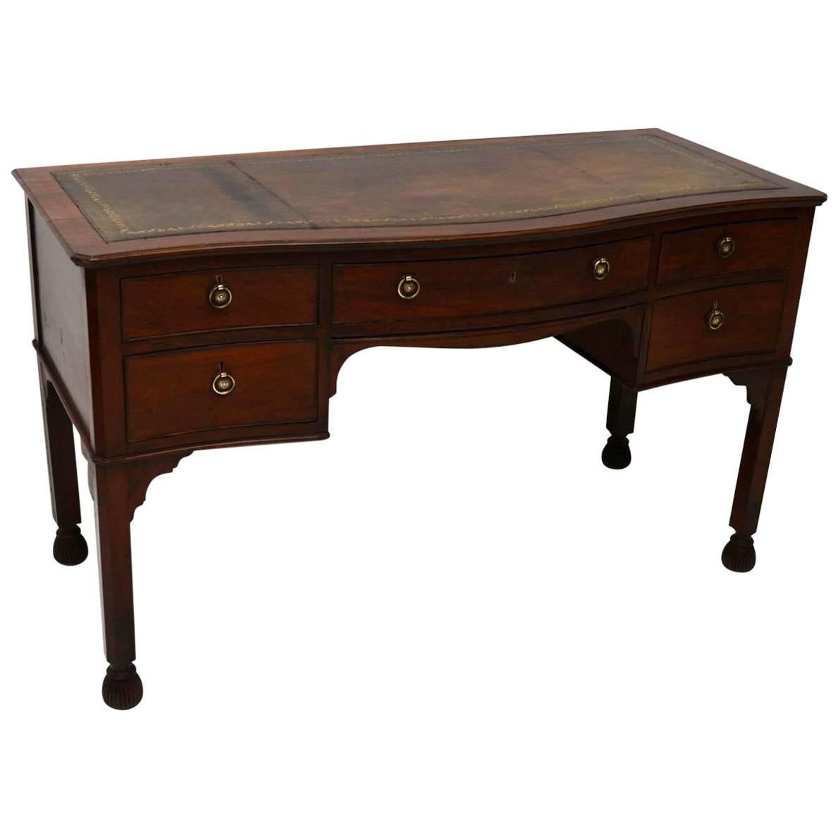 Antique Victorian Mahogany Leather Top Desk