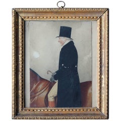 Antique Watercolor Portrait of Sir Tatton Sykes by Richard Dighton, circa 1845