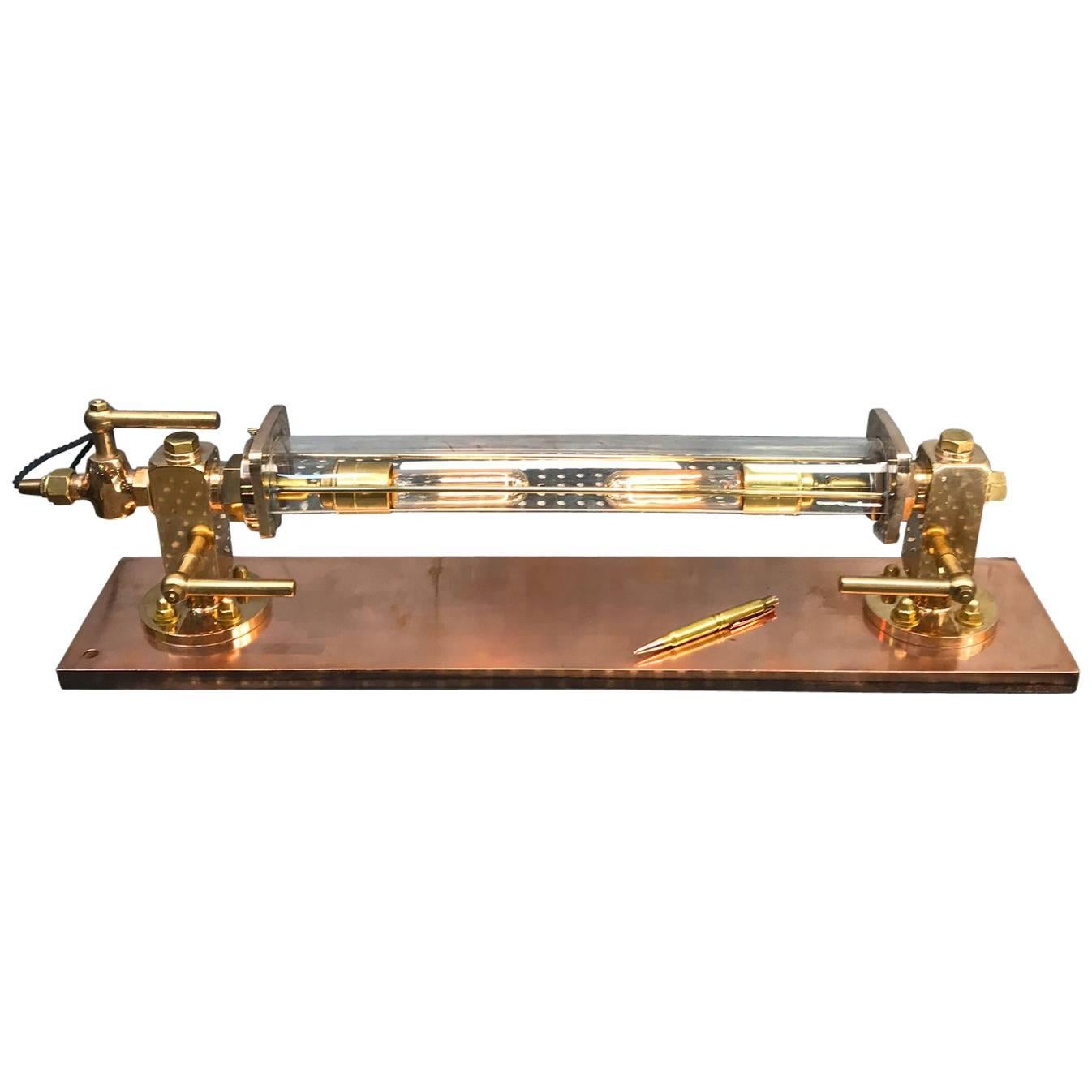1950s Copper, Bronze and Brass Vintage Industrial Steam Gauge Edison Desk Lamp