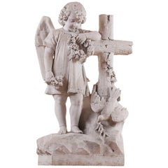 Angel with Cross, Marble, 19 Century