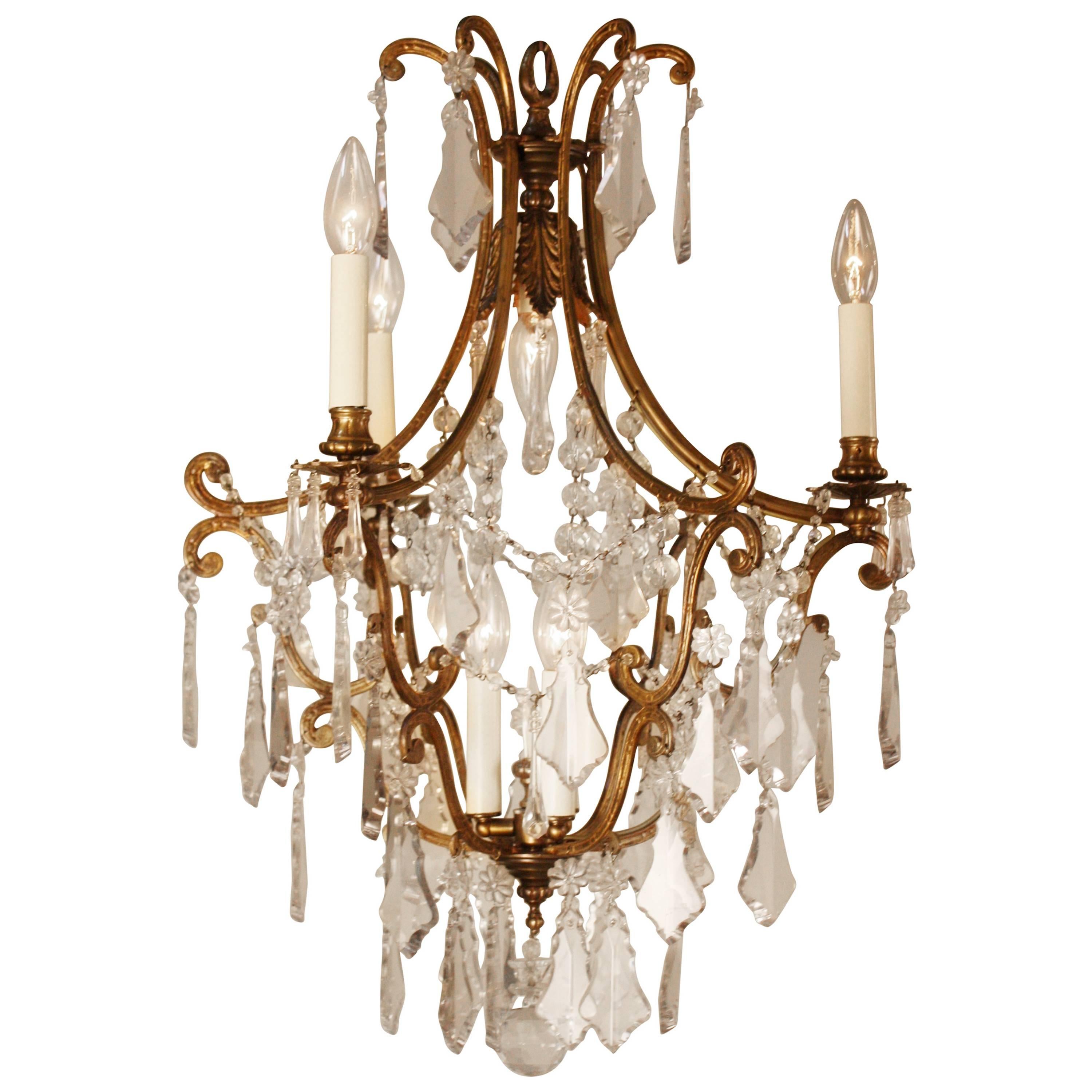 Spanish Crystal and Bronze Chandelier