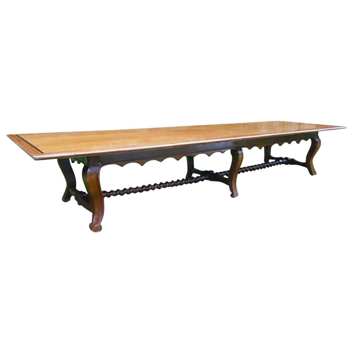 Redwood  Dining or Conference table  Extraordinary and Unique Louis XV Style For Sale