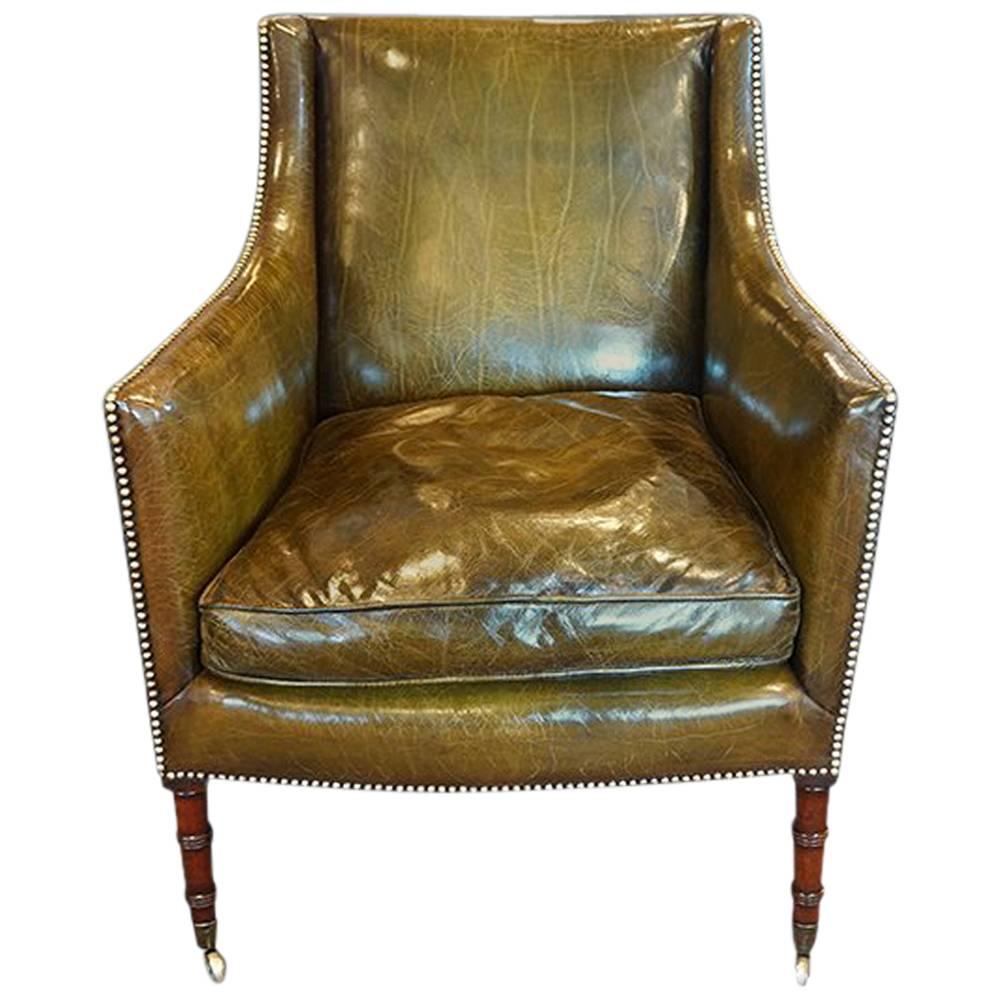 Regency Mahogany Leather Library Chair