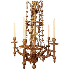 Antique French Bronze Empire Style Chandelier for Candles, 19th Century