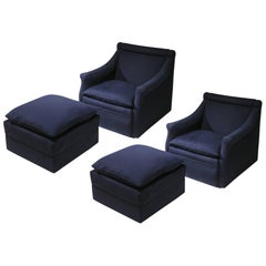 Pair of "San Siro" Lounge Chairs with Ottomans by Caccia Dominioni for Azucena