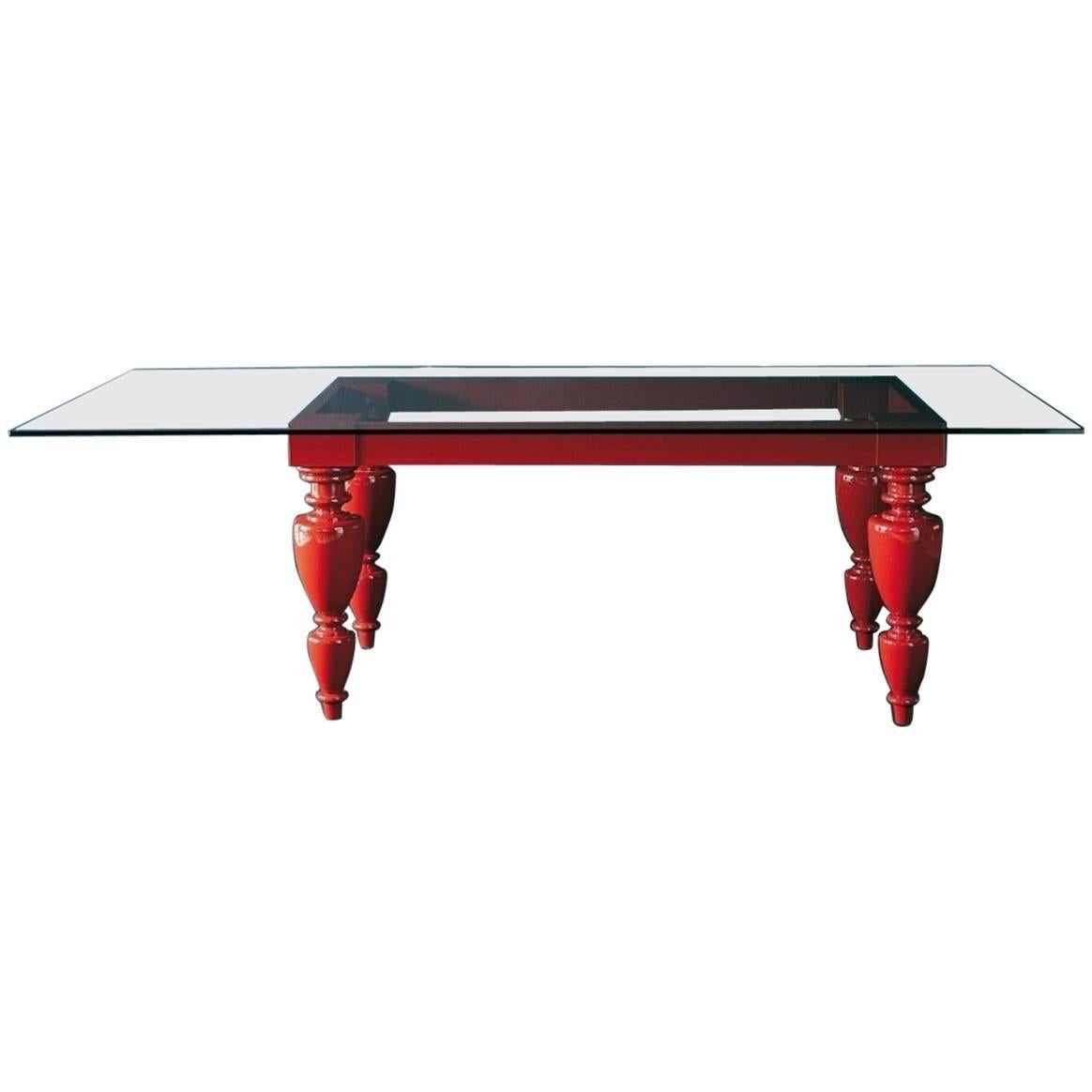 Zanotta Dorian 7025 Dining Table by Dominique Matthieu in Red Lacquer For Sale