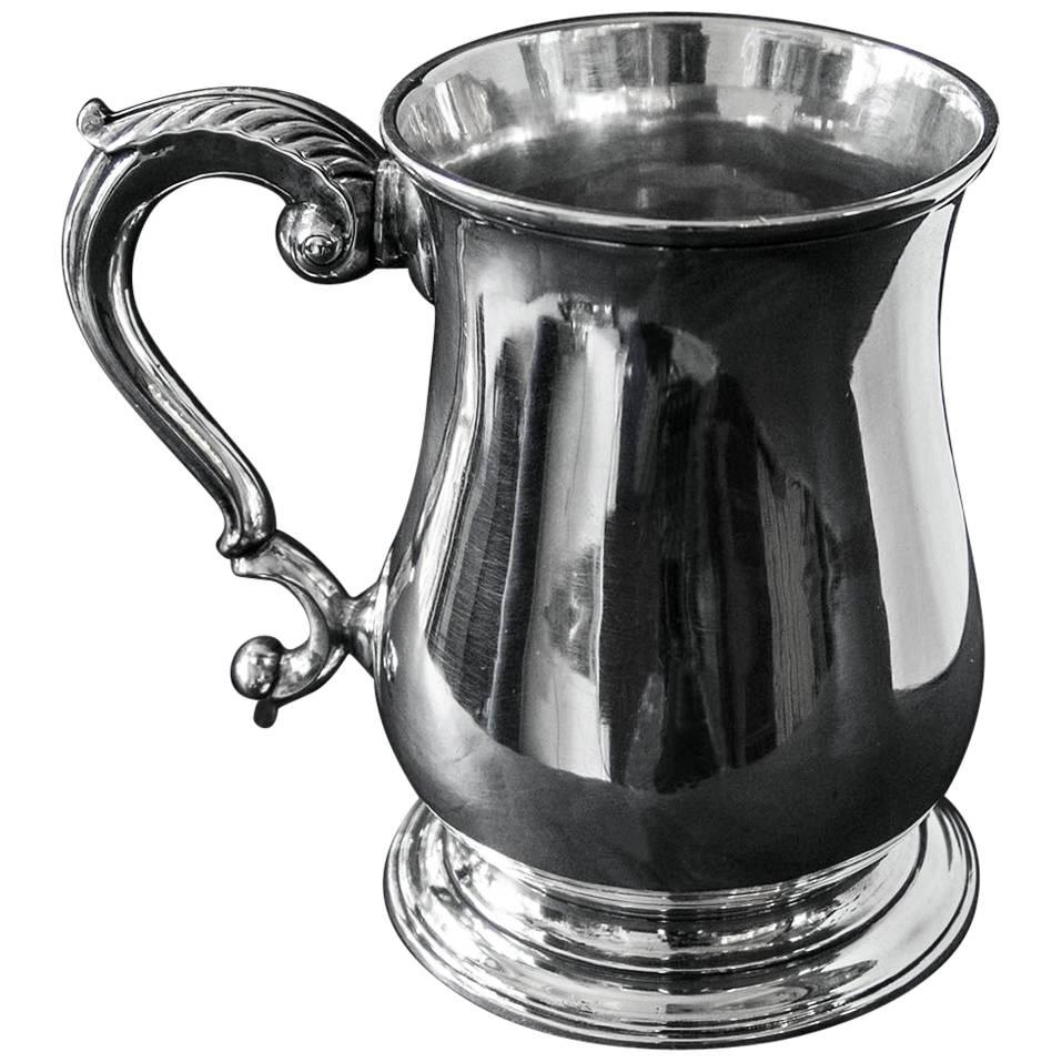 English Antique Georgian Silver Pint Mug For Sale