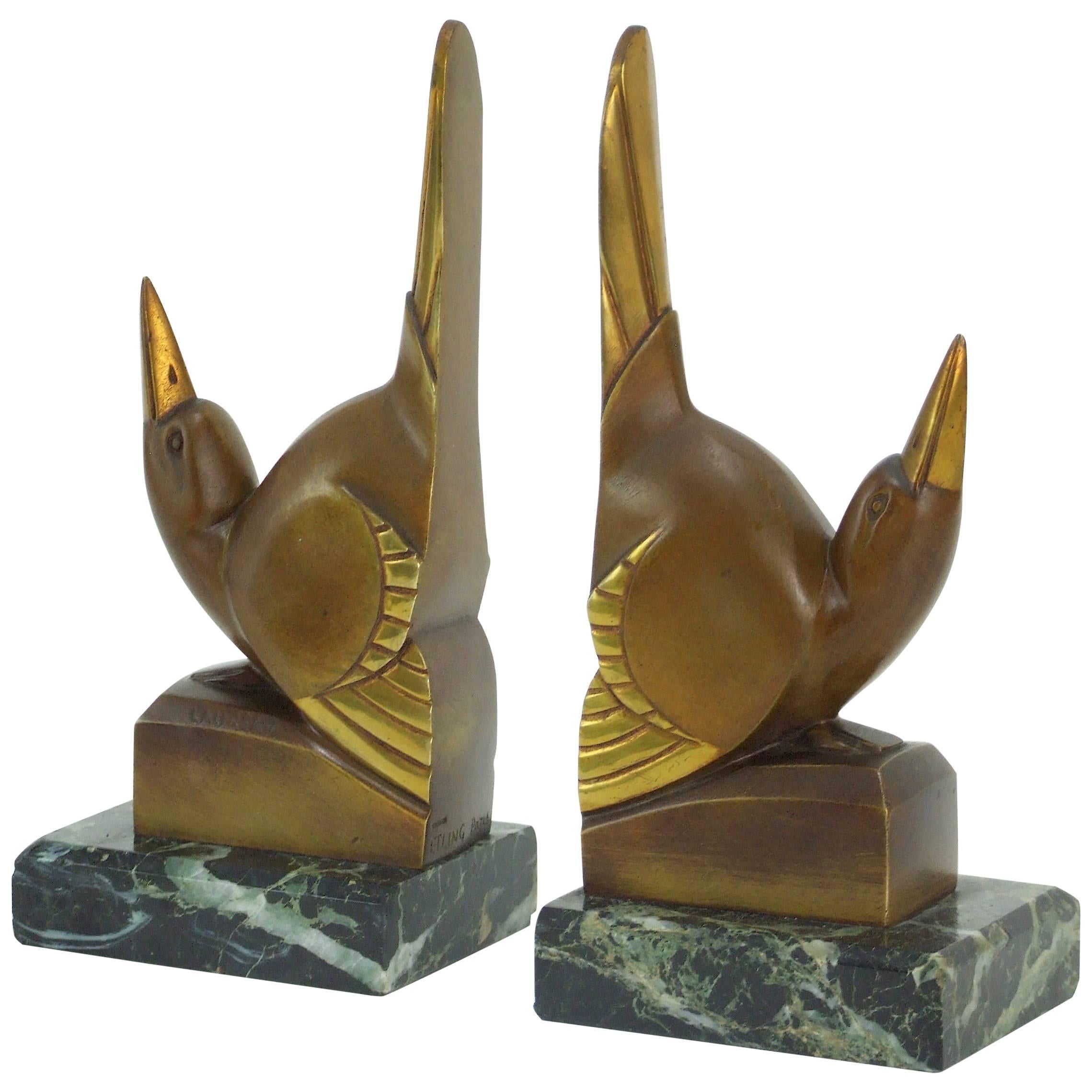 Bronze Bird Bookends by Laurent For Sale