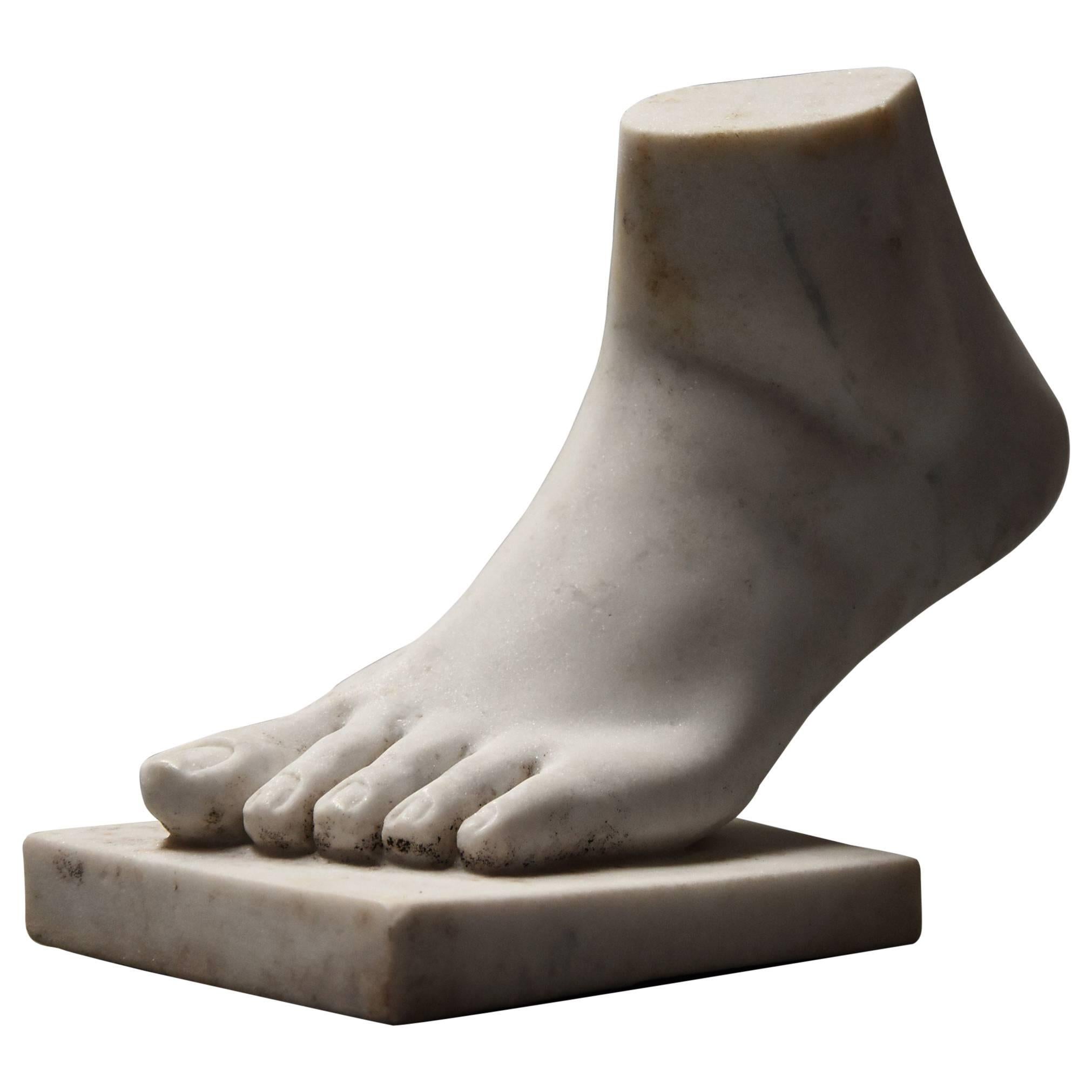 Late 19th Century Grand Tour Style Marble Sculpture of a Foot, after the Antique