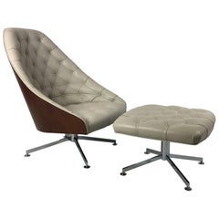 Rare Swivel Lounge Chair and Ottoman by Milo Baughman for Thayer Coggin