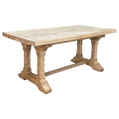 Antique Rustic Trestle Table in Solid Oak