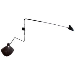 Serge Mouille, Pivoting Two-Armed Wall Light with Lampadaire & Casquette Shade