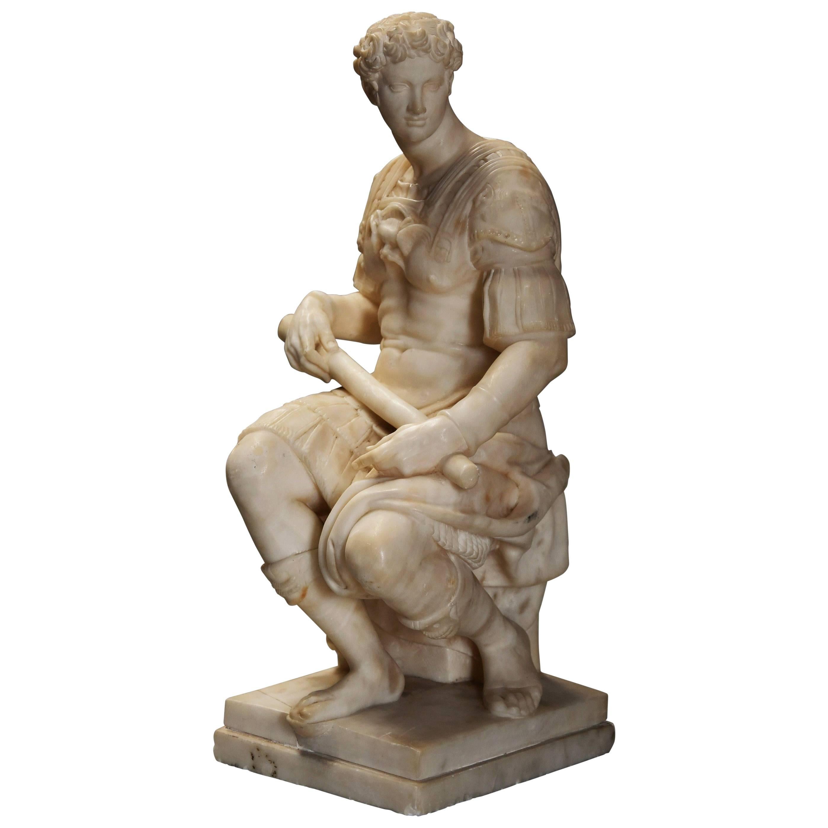 19th Century Alabaster Sculpture of Giuliano De Medici, after the Antique