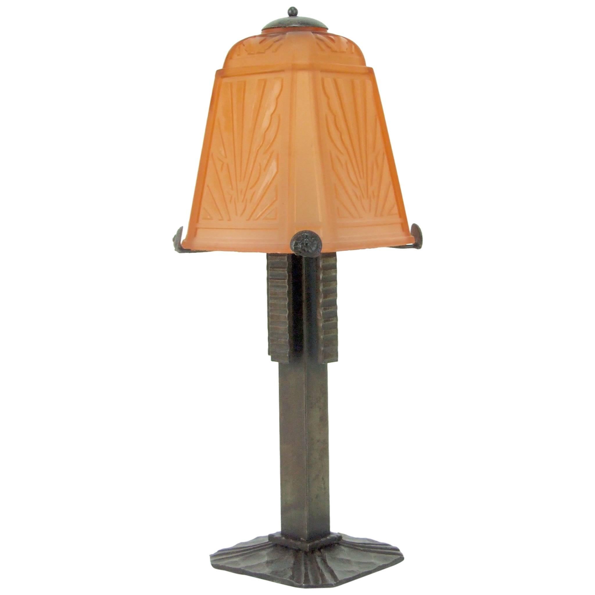 French Art Deco Table Lamp by Muller Freres For Sale