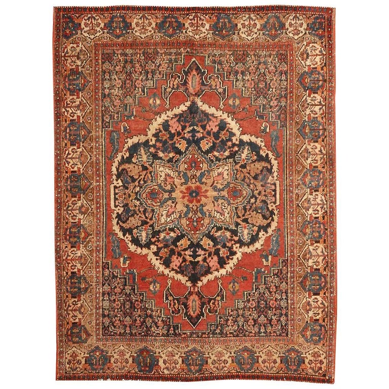 Small Scatter Size Antique Persian Senneh Rug For Sale at 1stdibs