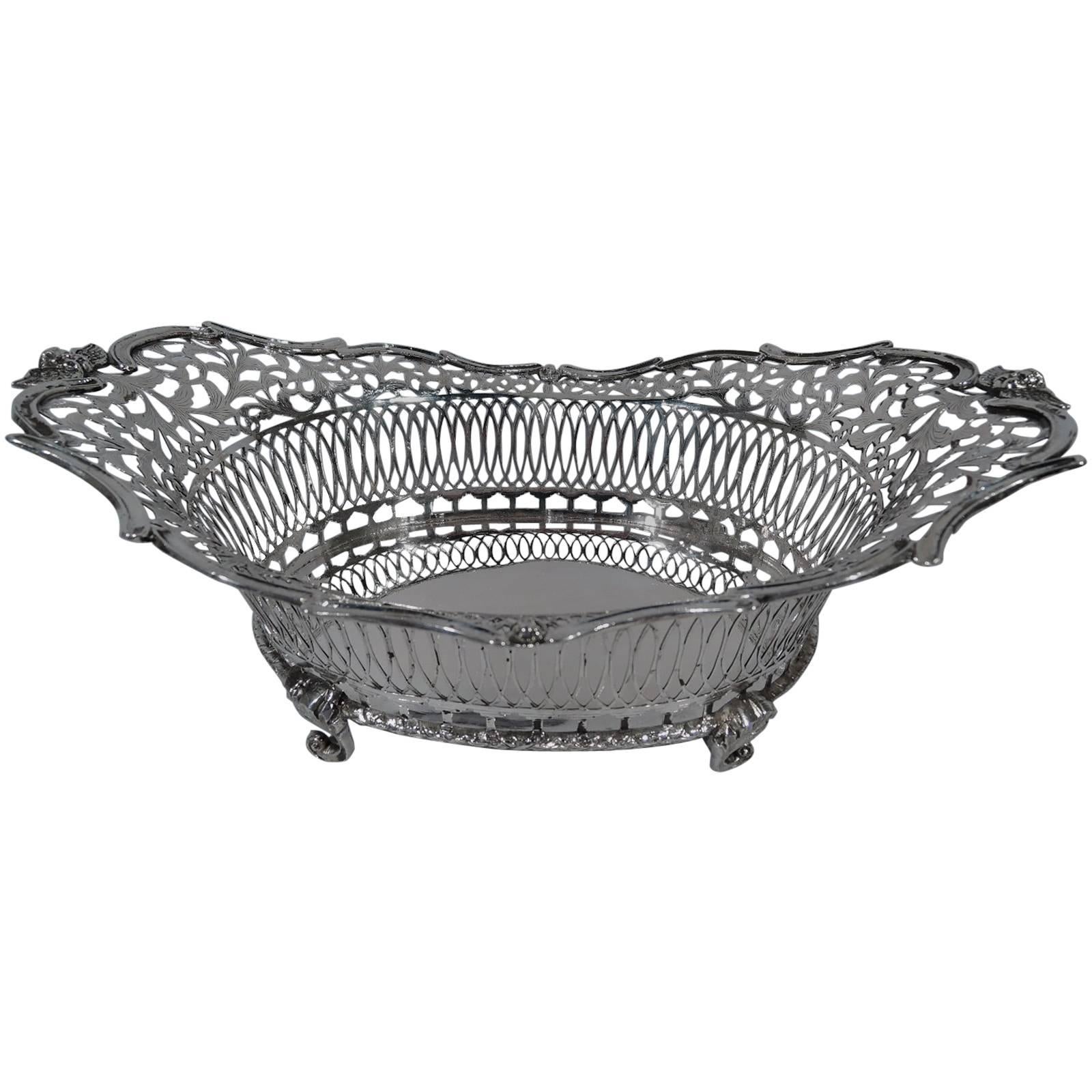 Antique Dutch Edwardian Silver Centerpiece Basket