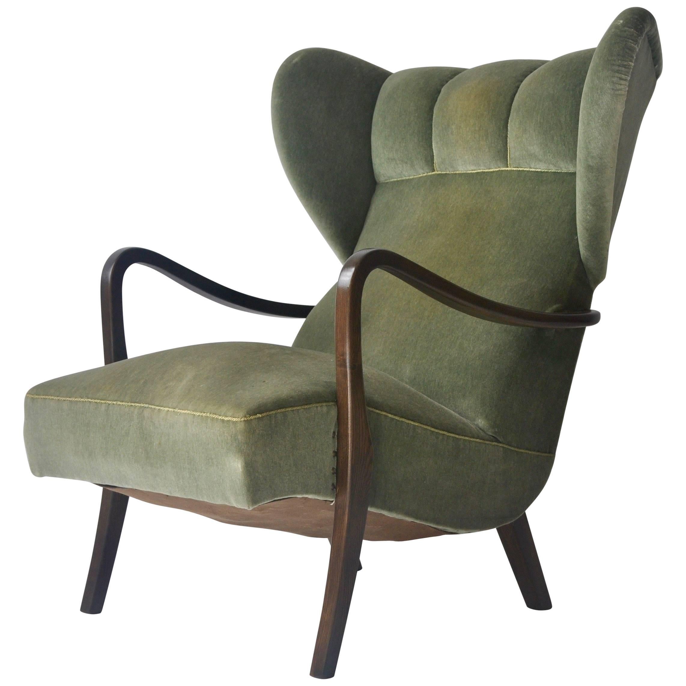 1950s Danish Wingback Lounge Chair