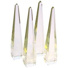 Striking Set of Four Italian Citrine Glass Obelisks