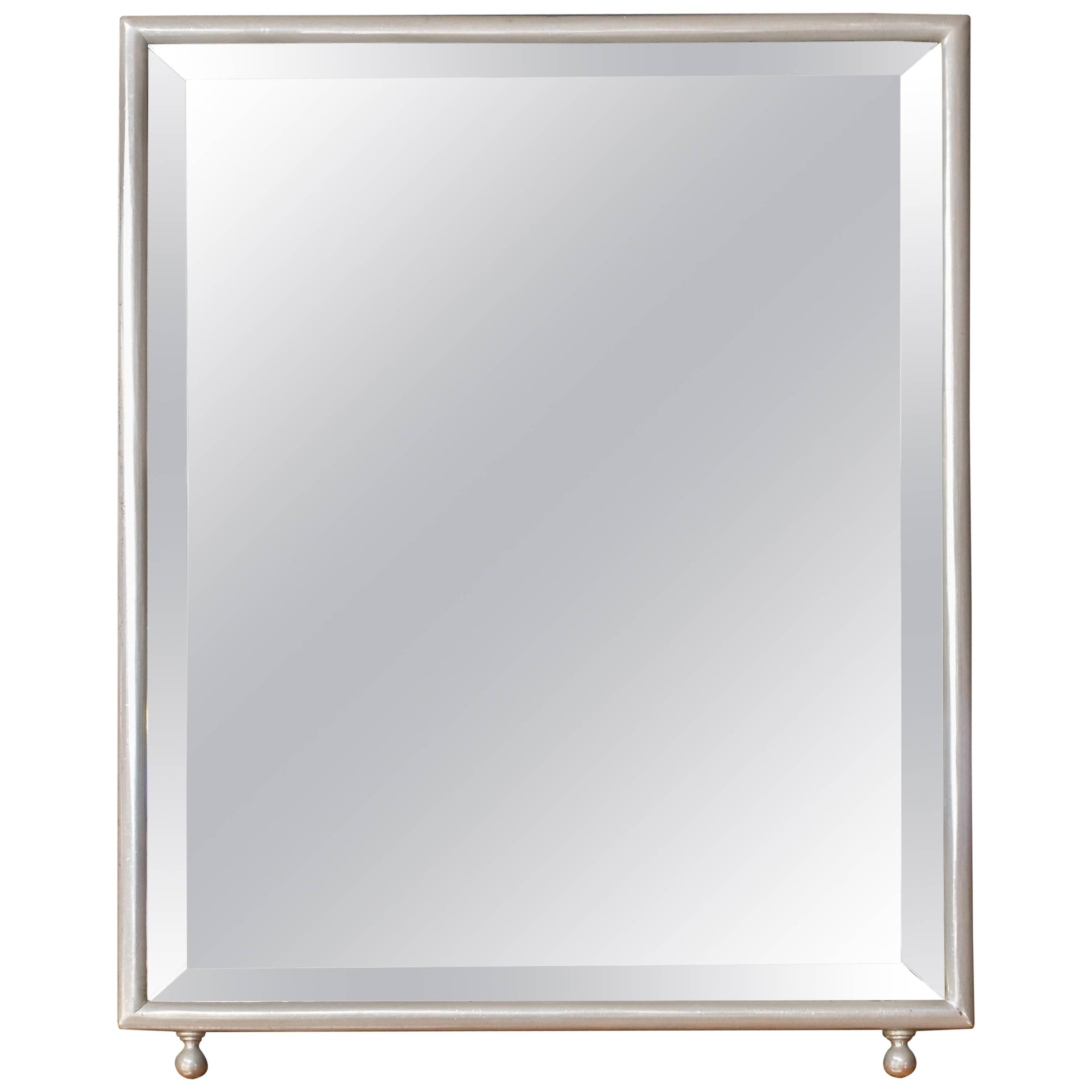 Small Rectangular Nickel-Plated Vanity Dressing Mirror