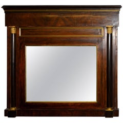 Antique Danish Empire Overmantel Mirror of Mahogany